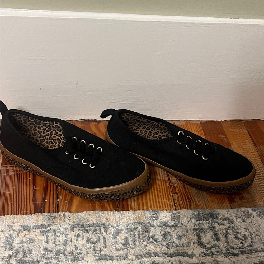 Old Navy Black Sneakers with Leopard Trim